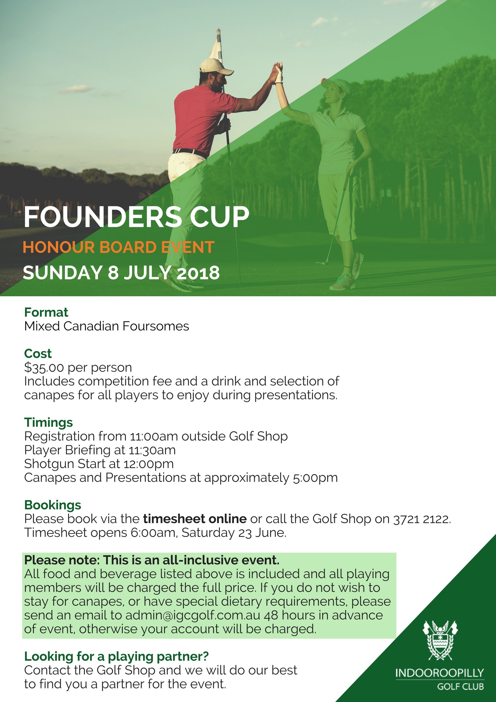 Founders Cup Mixed Honour Board Event Indooroopilly Golf