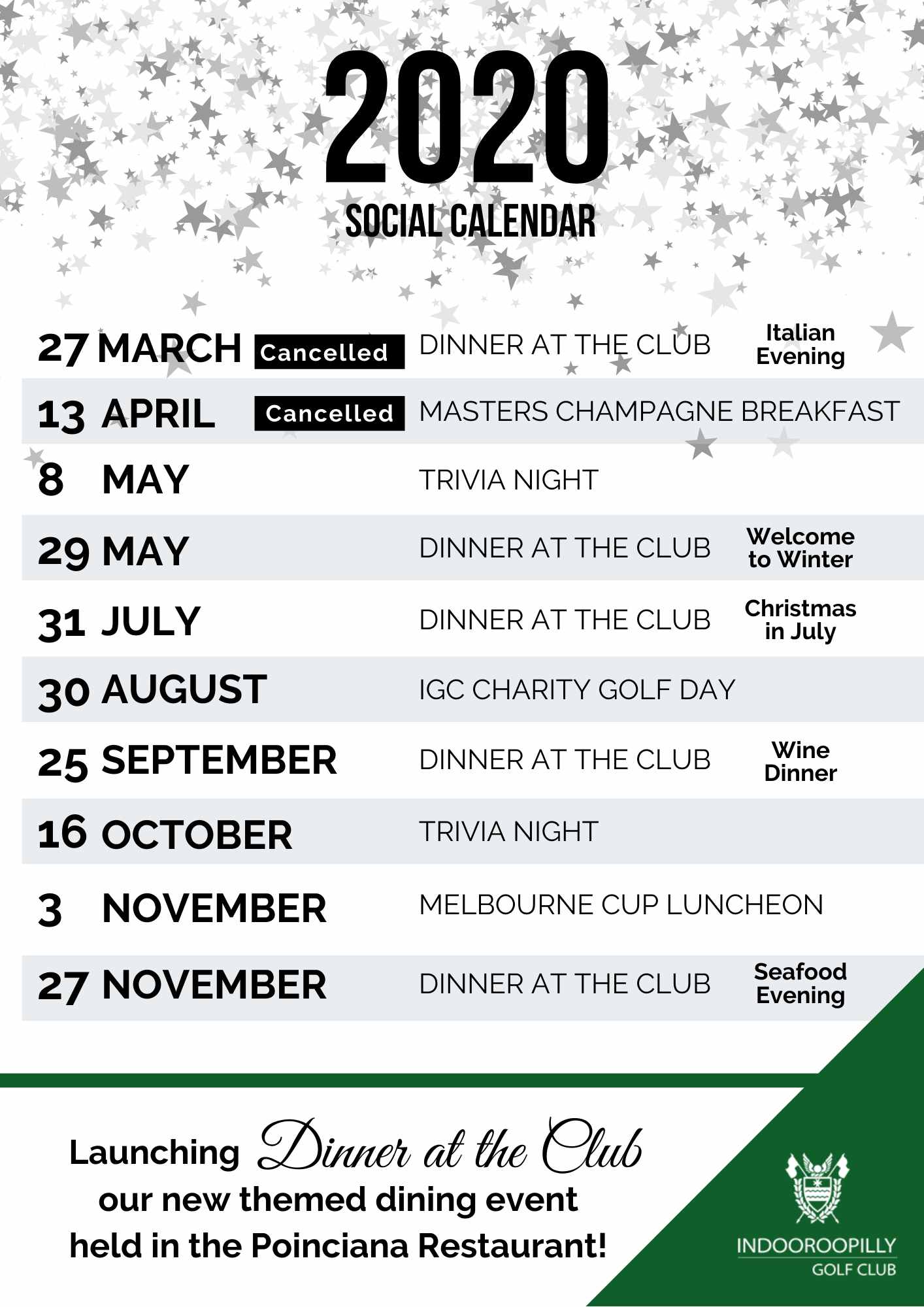 2020 Social Calendar Indooroopilly Golf ClubIndooroopilly Golf Club